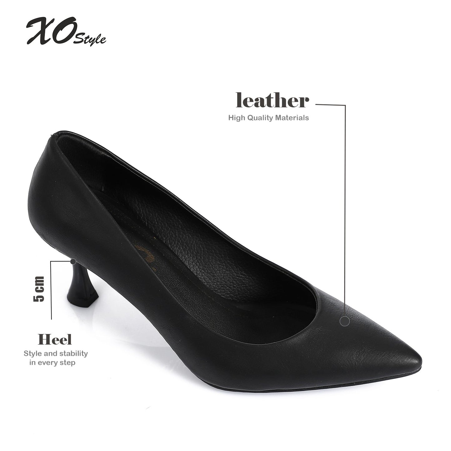 Black Pointed-Toe Kitten Heel Pump