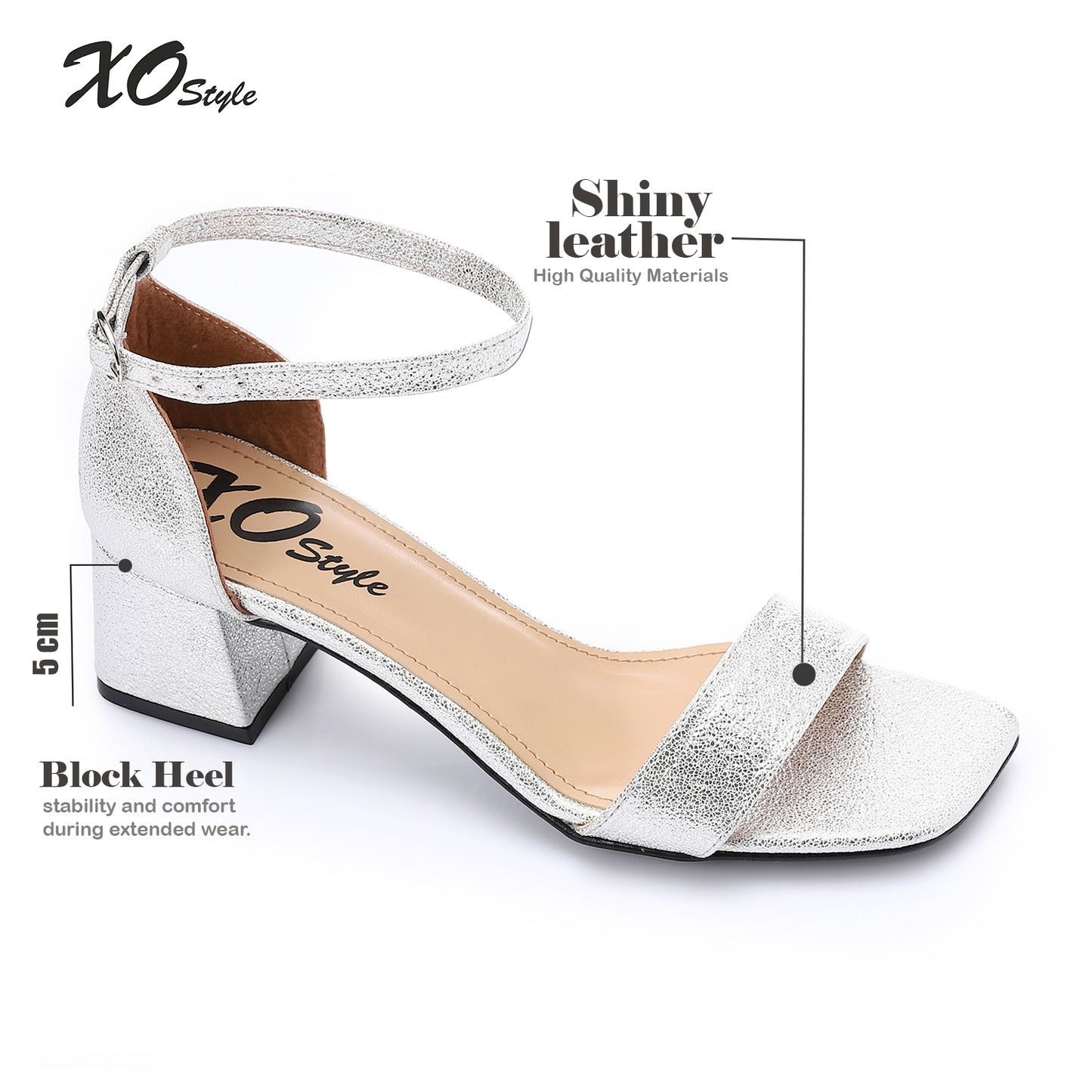 French Lacquer Leather Peep Toe High Heel Sandals, Silver Chunky Heels For Summer, Women