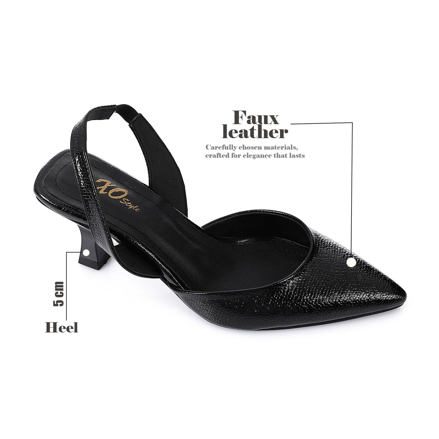 High Heel Mule Sandals – Elegant Pointed Toe, Faux Leather Texture