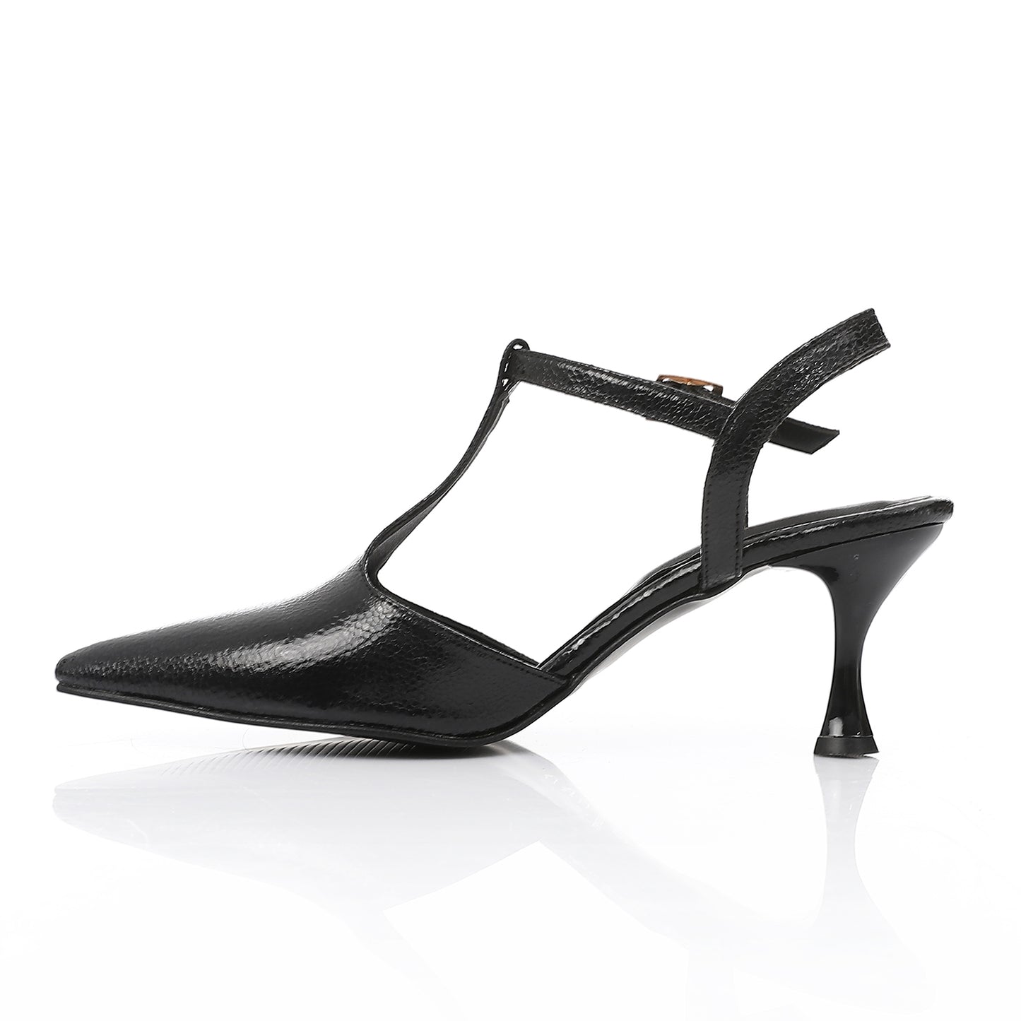 Elegant Black Women's Heeled Shoes with Pointed Toe and Stylish Block Heel