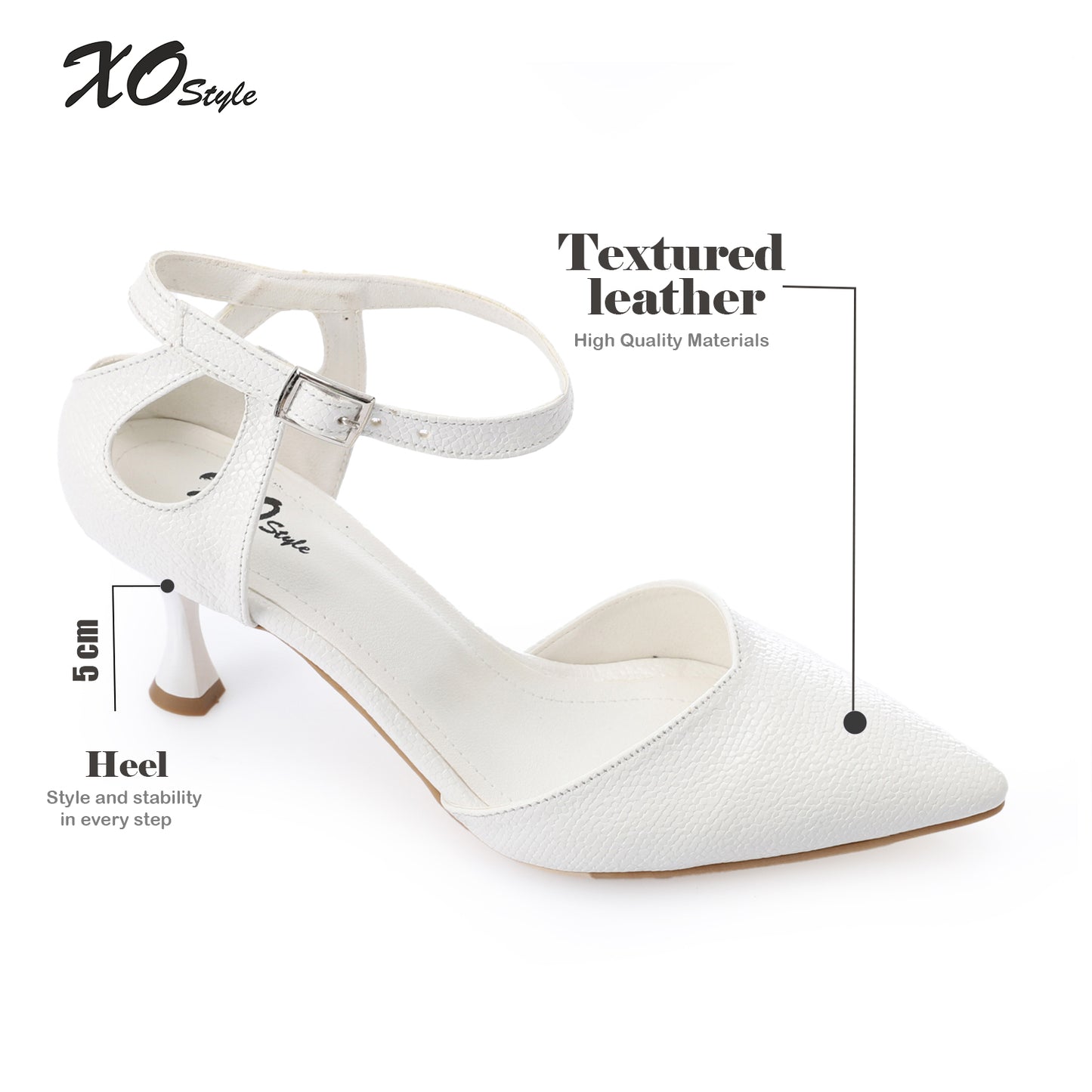 Women's High Heel Mule Sandals 5cm– Elegant Pointed Toe, Faux Leather