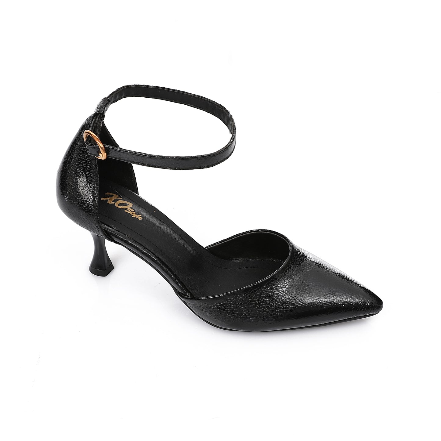 Elegant Black Women's Heeled Shoes with Pointed Toe and Stylish Block Heel