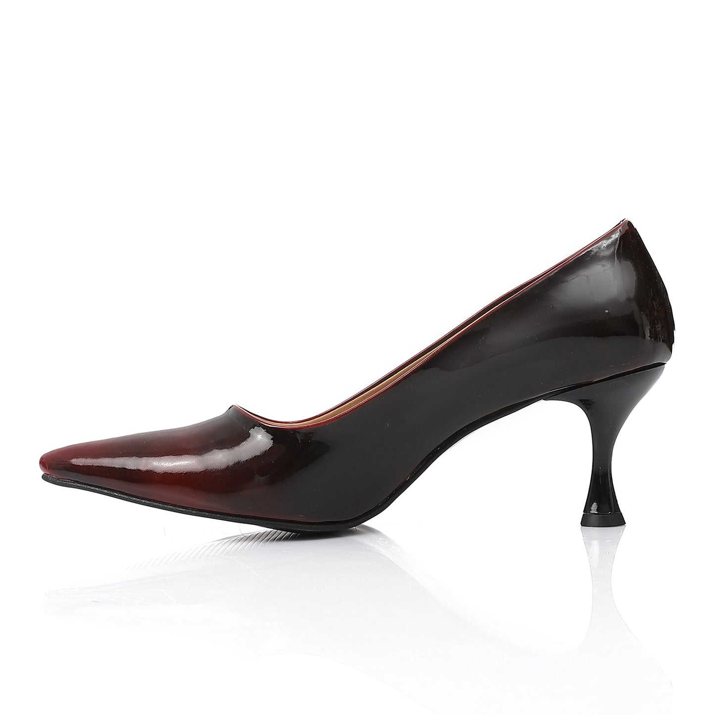 Women’s Patent Leather Brown Heels – Pointed Toe & Kitten Heel