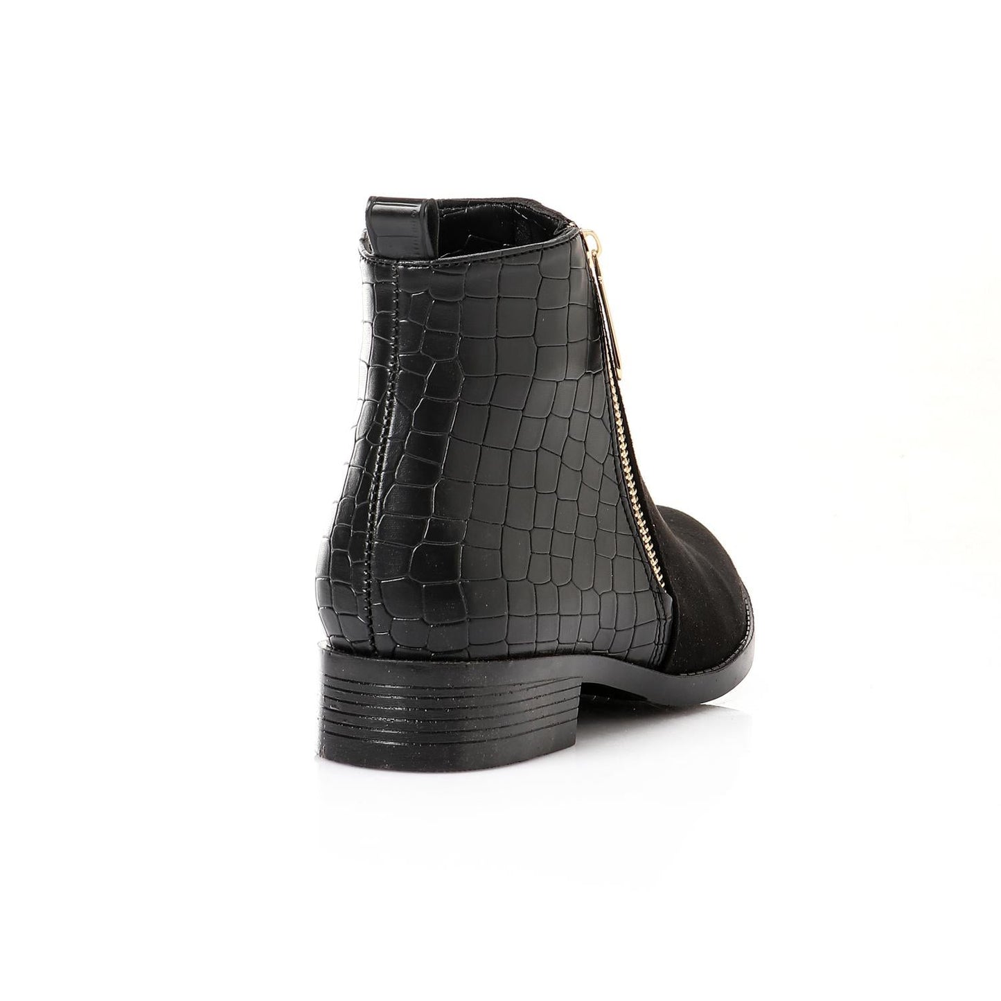 Leather Ankle Boot With Golden Zipper