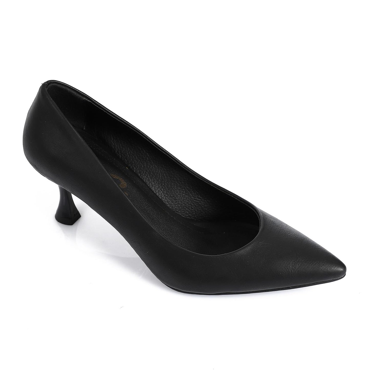 Black Pointed-Toe Kitten Heel Pump