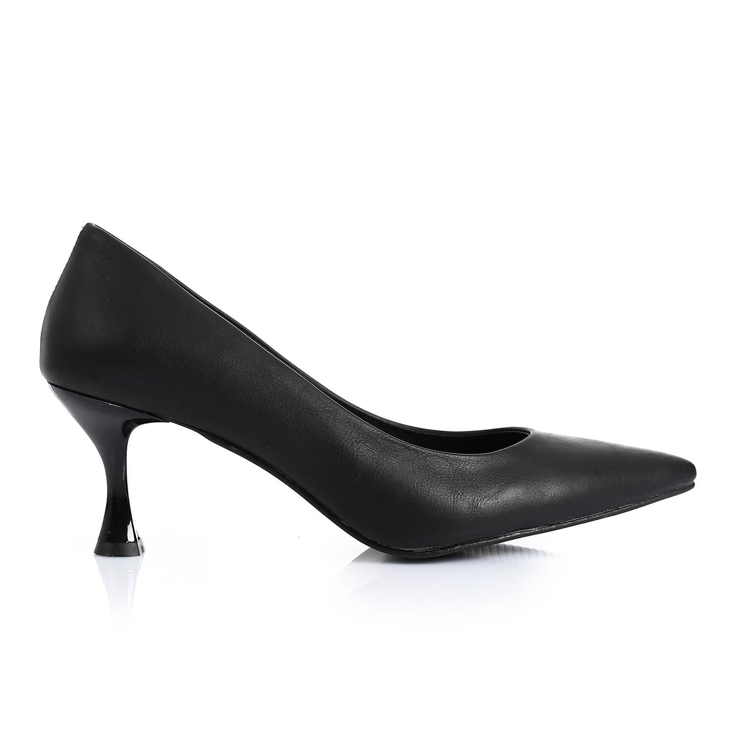 Black Pointed-Toe Kitten Heel Pump