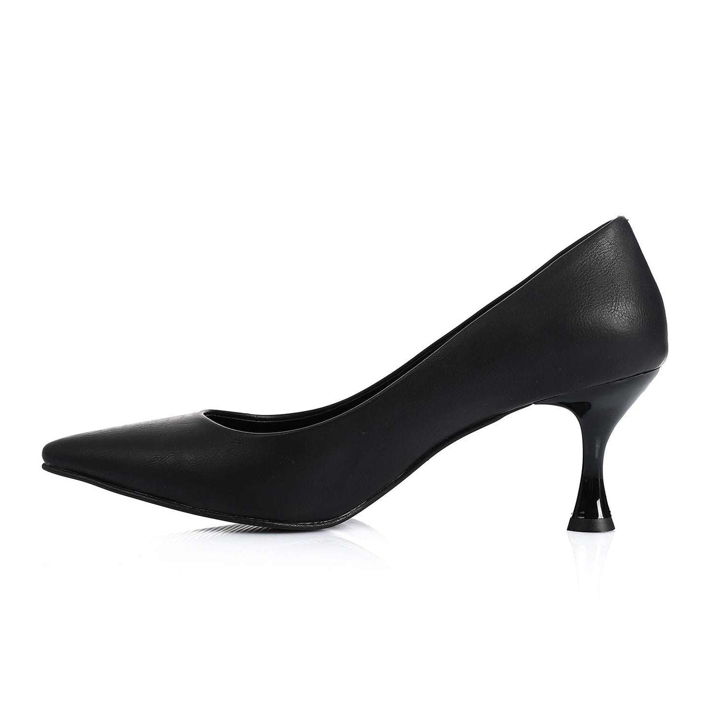 Black Pointed-Toe Kitten Heel Pump