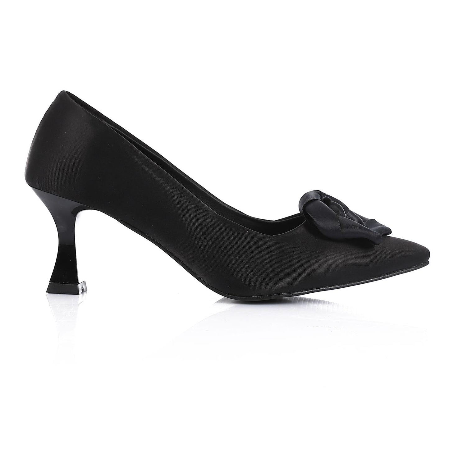 Black Floral Pointed-Toe Kitten Heel Pump