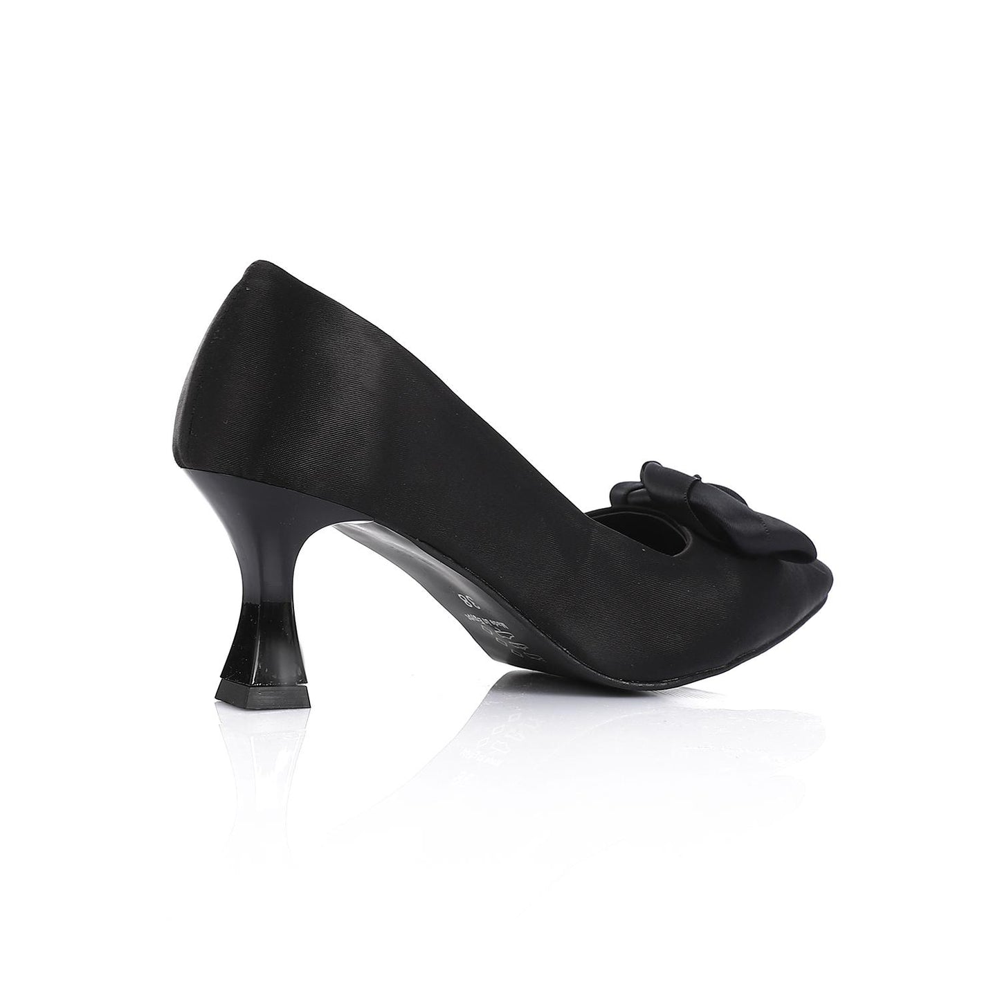 Black Floral Pointed-Toe Kitten Heel Pump