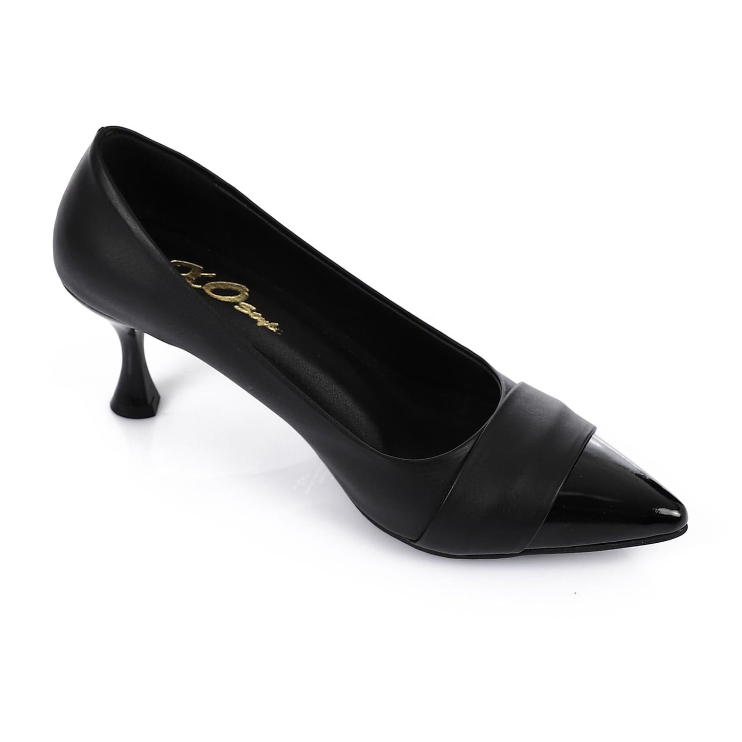 Pointed Toecape Kitten Heel Pumps - Black