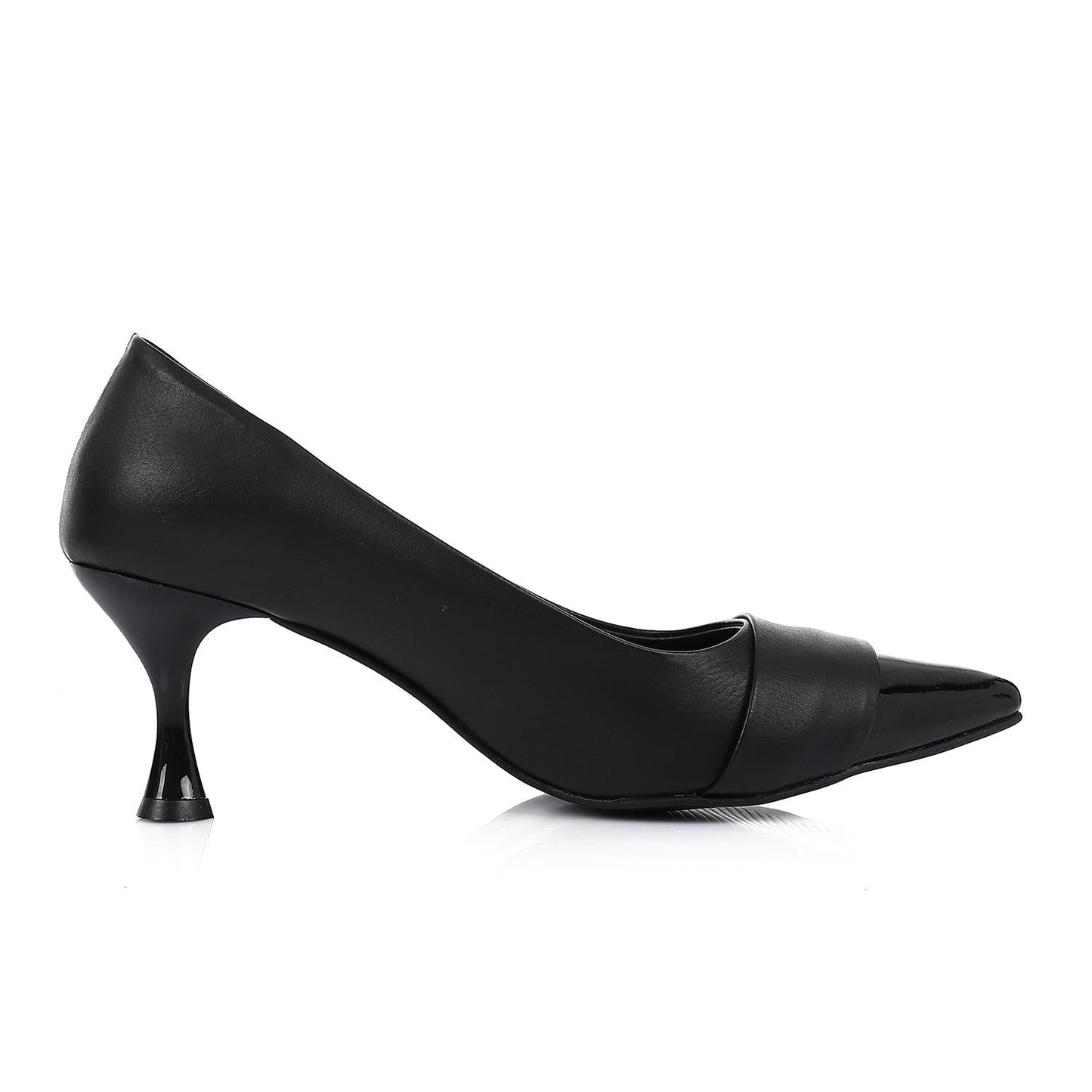 Pointed Toecape Kitten Heel Pumps - Black