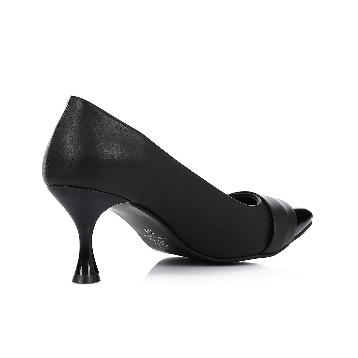Pointed Toecape Kitten Heel Pumps - Black