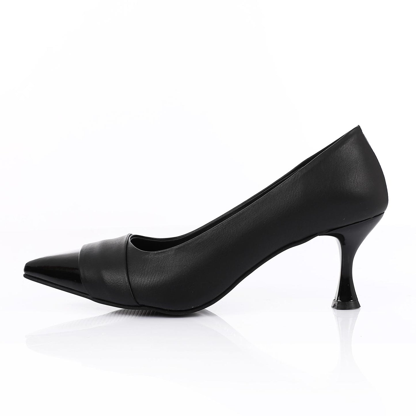 Pointed Toecape Kitten Heel Pumps - Black