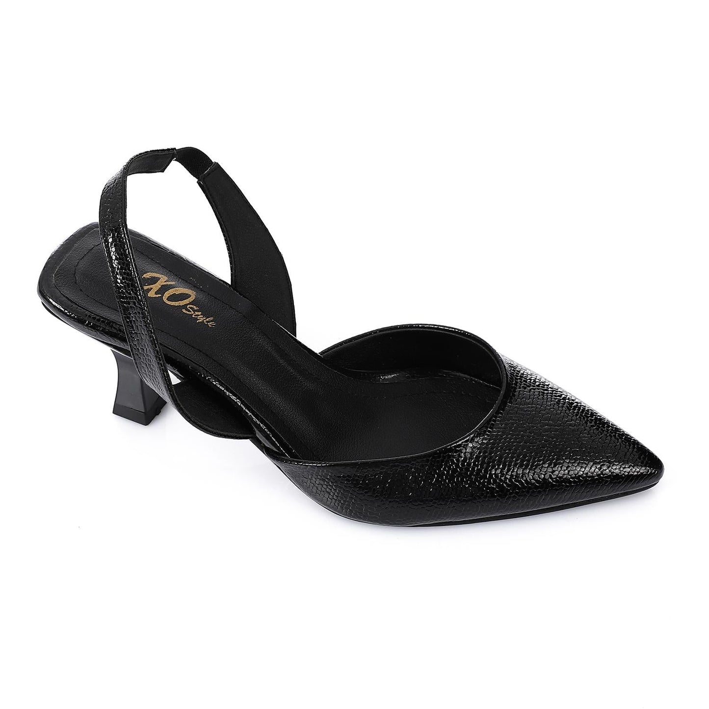 High Heel Mule Sandals – Elegant Pointed Toe, Faux Leather Texture