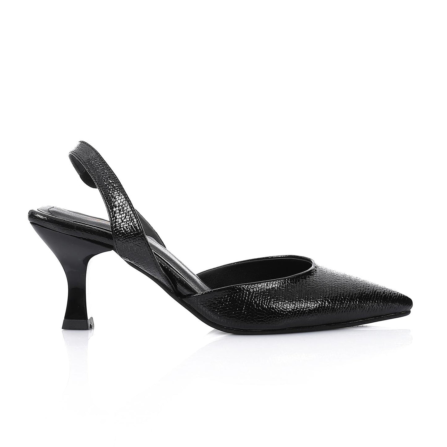 High Heel Mule Sandals – Elegant Pointed Toe, Faux Leather Texture