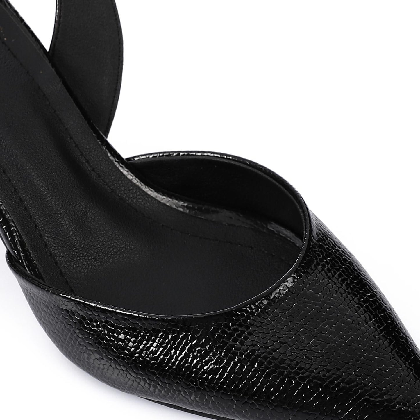 High Heel Mule Sandals – Elegant Pointed Toe, Faux Leather Texture