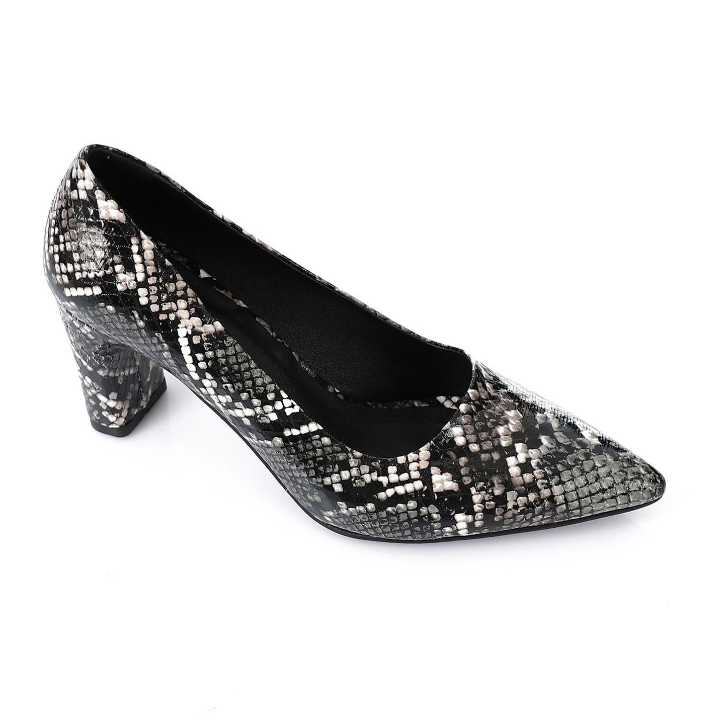High Heel Mule Sandals – Elegant Pointed Toe, Faux Leather Texture