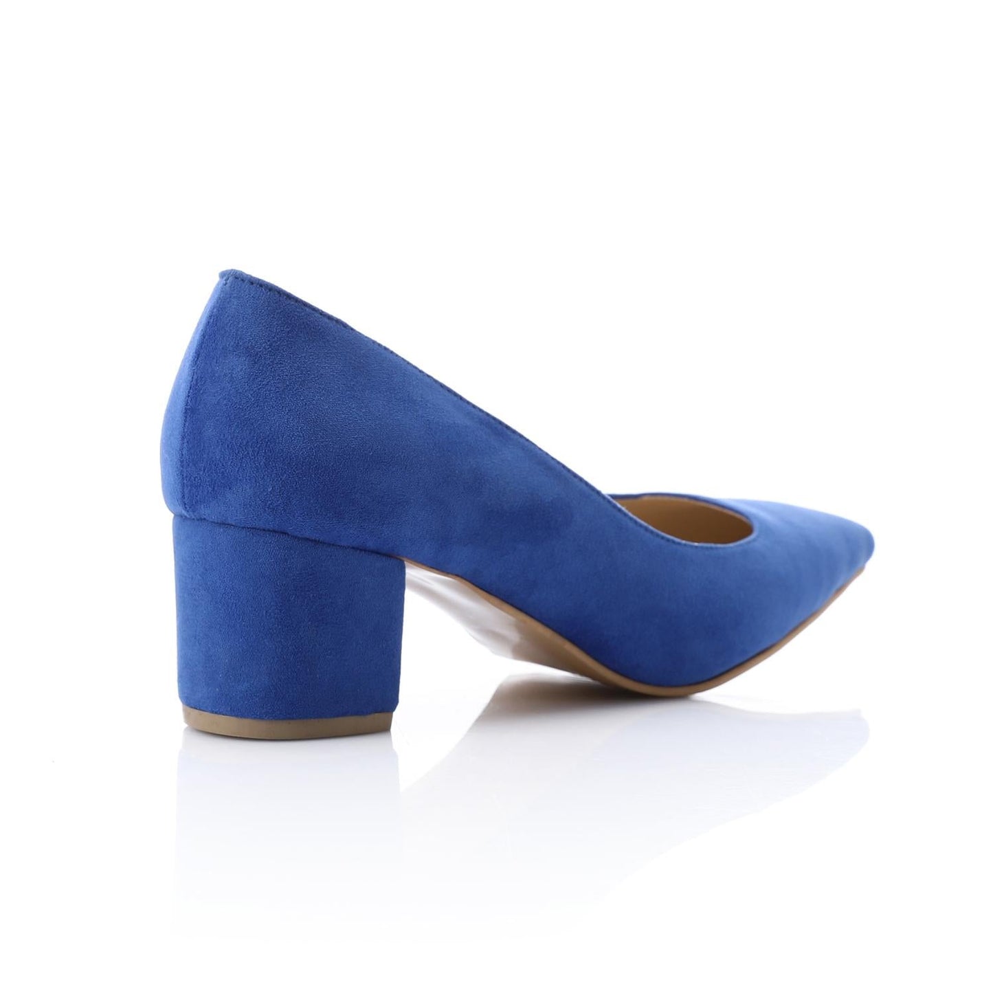 Royal Blue Suede Pointed-Toe Block Heel Pump