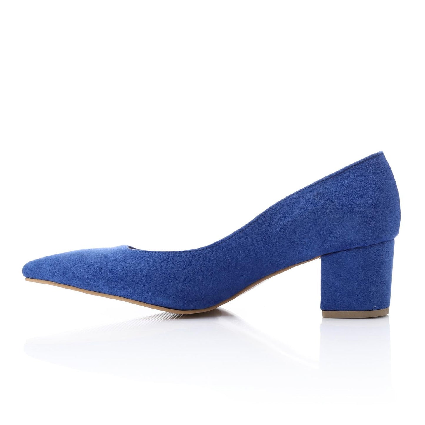 Royal Blue Suede Pointed-Toe Block Heel Pump