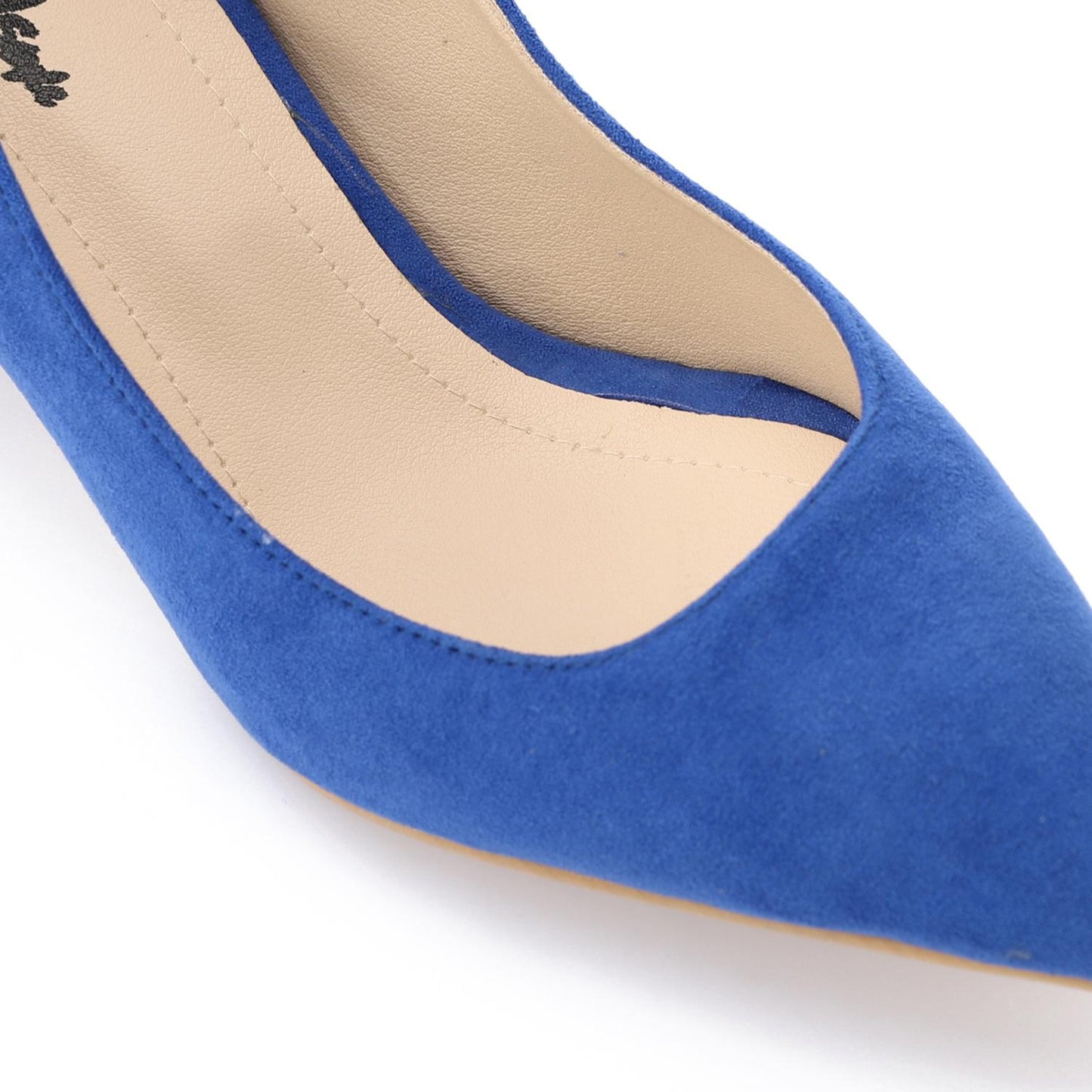Royal Blue Suede Pointed-Toe Block Heel Pump
