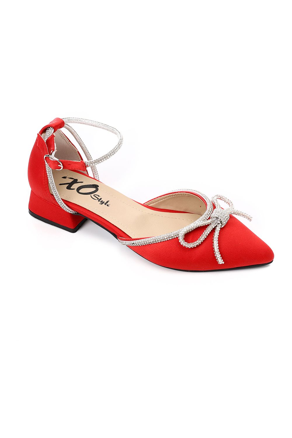 Fashionable Strassed Strap Heeled Shoes