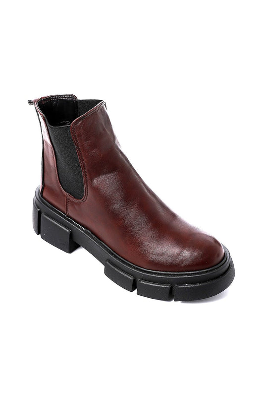 Burgundy Solid Ankle Boot