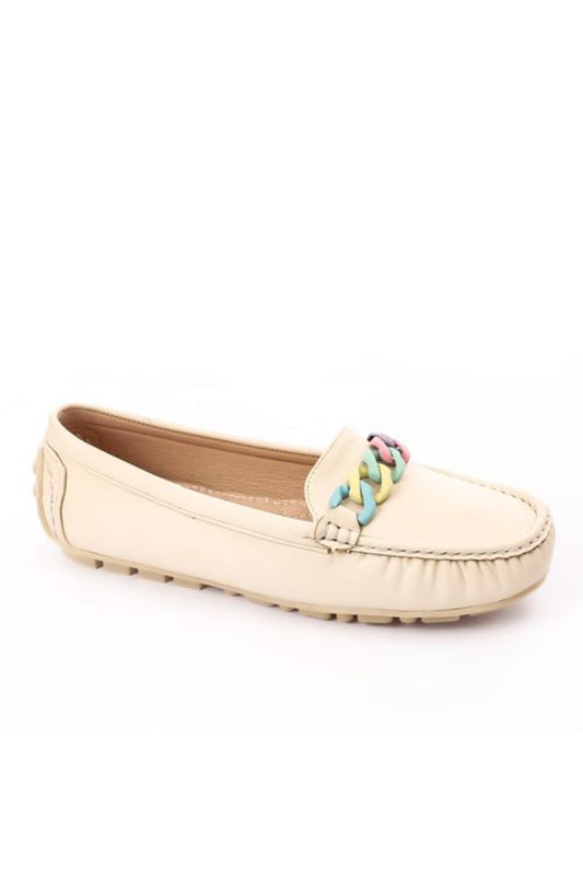 Flexible Upper Colorful Chain Loafer Shoes