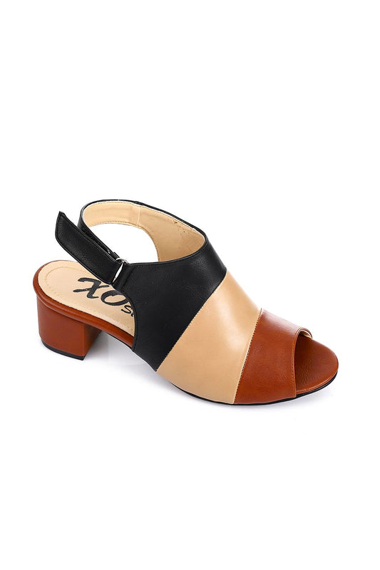 Tri-Tone Heeled Sandal