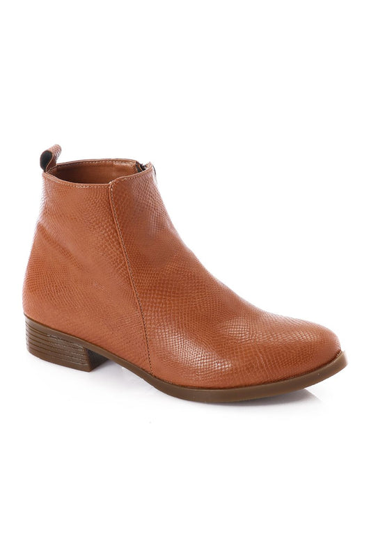 Havana Textured Leather Ankle Boot