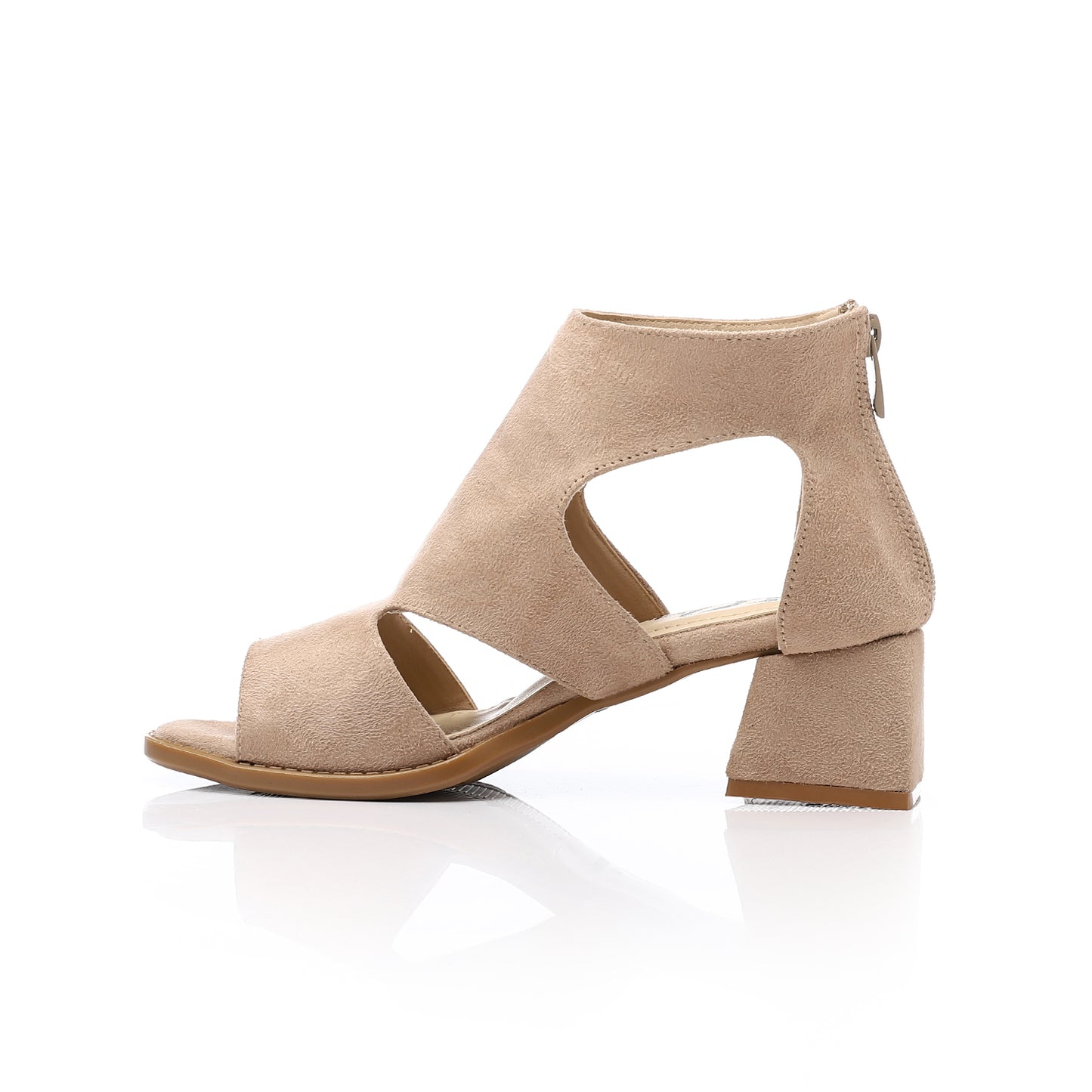 Mid Heel Sandal with Back Zipper