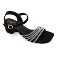 Women's Block Heel Sandal with Rhinestone Straps