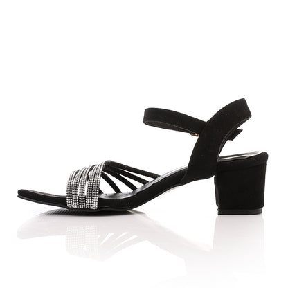Women's Block Heel Sandal with Rhinestone Straps