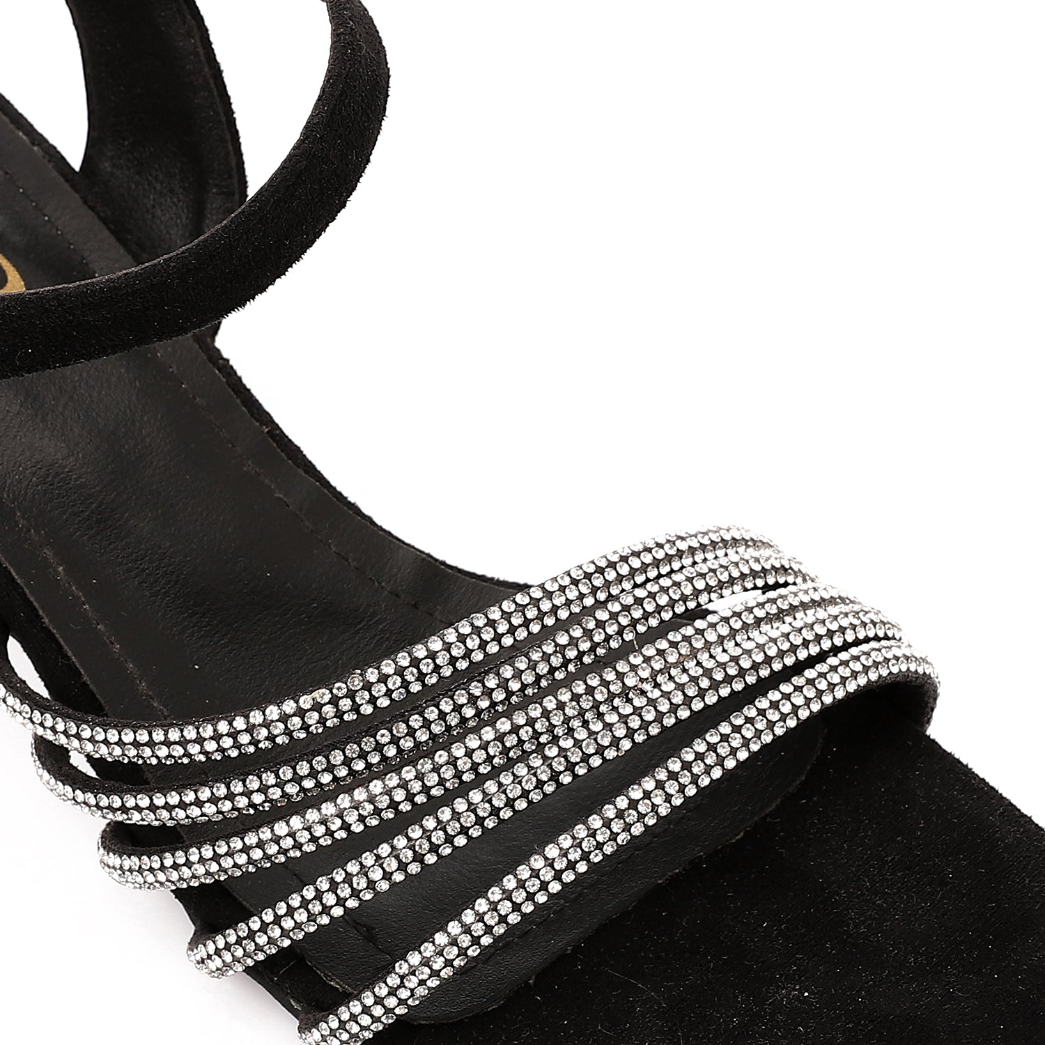 Women's Block Heel Sandal with Rhinestone Straps