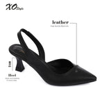 Black Pointed-Toe Slingback Heels
