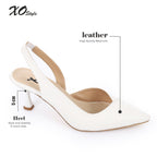 White Pointed-Toe Slingback Heels