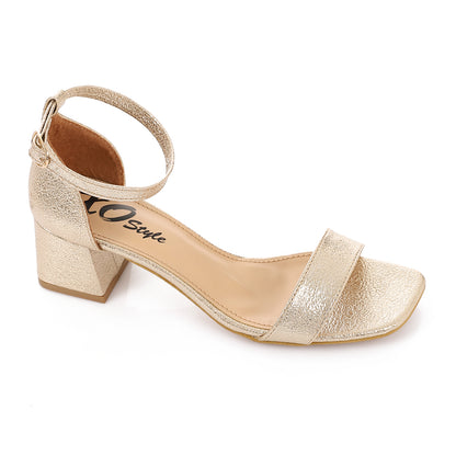 French Lacquer Leather Peep Toe High Heel Sandals, gold Chunky Heels For Summer