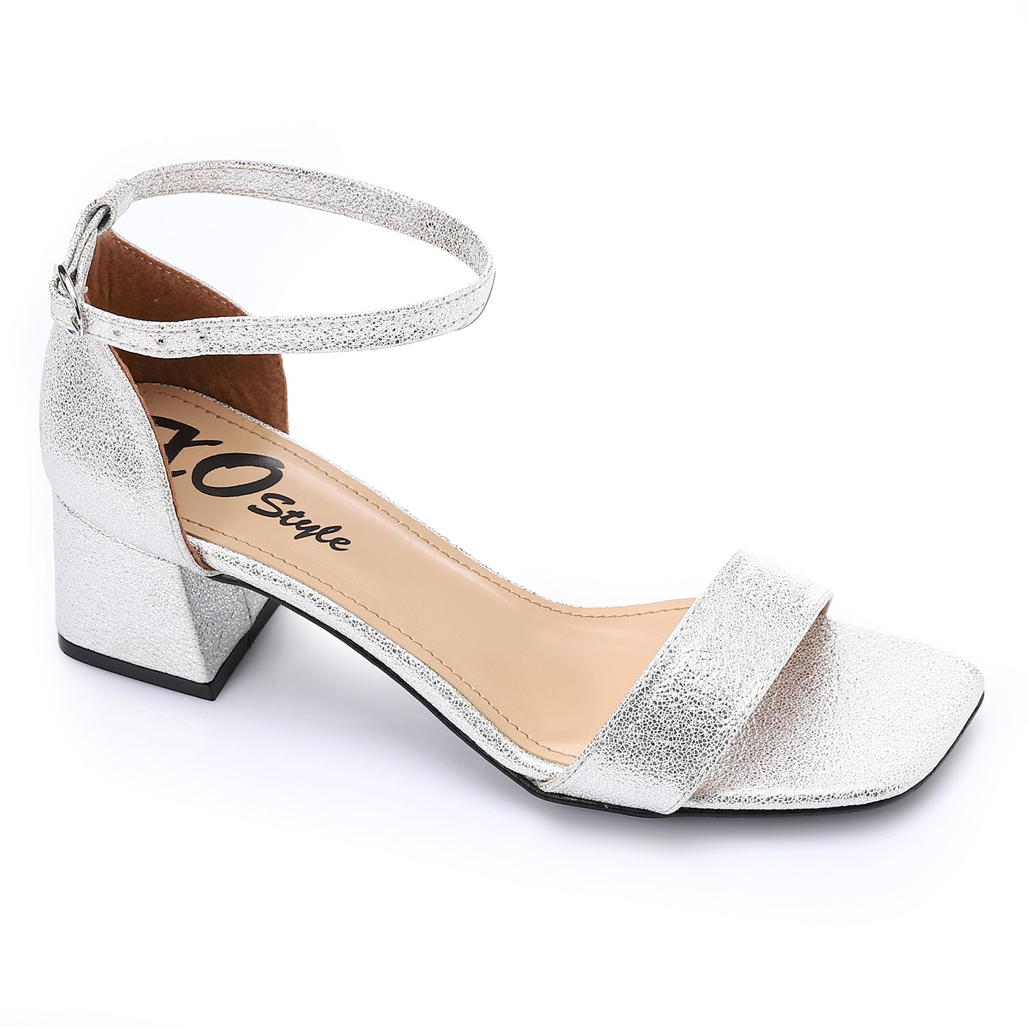 French Lacquer Leather Peep Toe High Heel Sandals, Silver Chunky Heels For Summer, Women