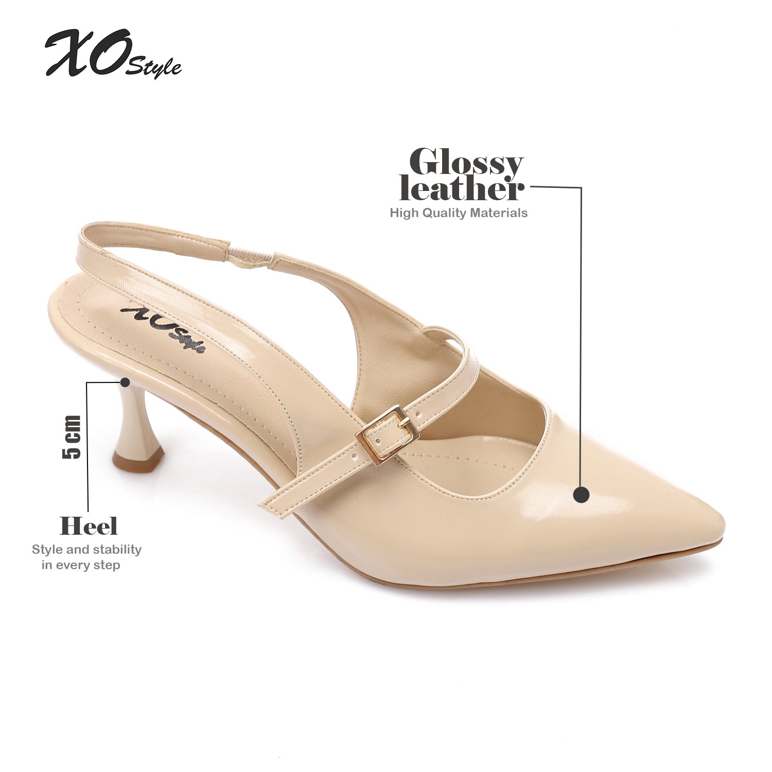 Women’s Patent Heeled Sandal – Double Strap with Gold Buckle