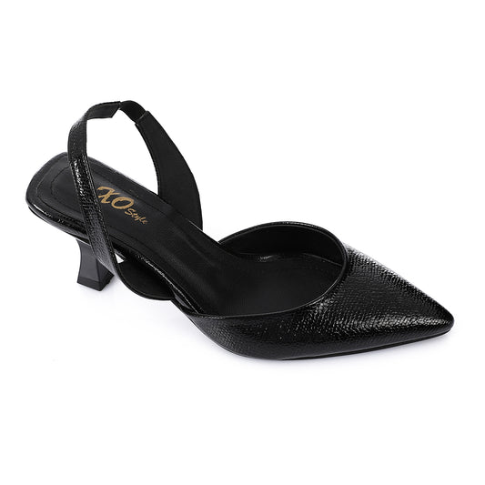 Women's High Heel Mule Sandals – Elegant Pointed Toe, Faux Leather Texture