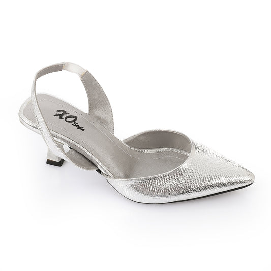 Women's High Heel Mule Sandals – Elegant Pointed Toe, Faux Leather Texture