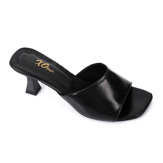 Women’s Heeled Mule – Square Toe Open-Front Design