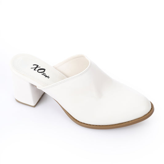 Women's White Slip-On Block Heel Sandal 5cm– Chic & Comfortable