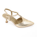 Elegant gold Women's Heeled Shoes with Pointed Toe and Stylish Block Heel