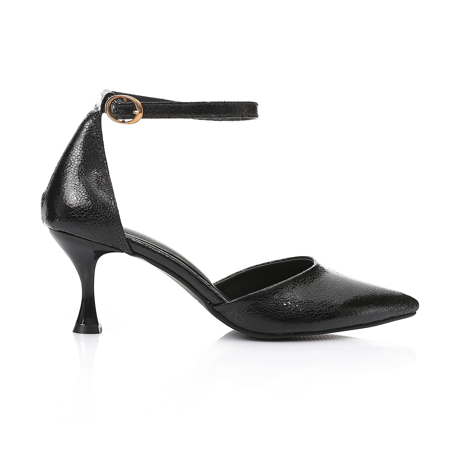Elegant Black Women's Heeled Shoes with Pointed Toe and Stylish Block Heel