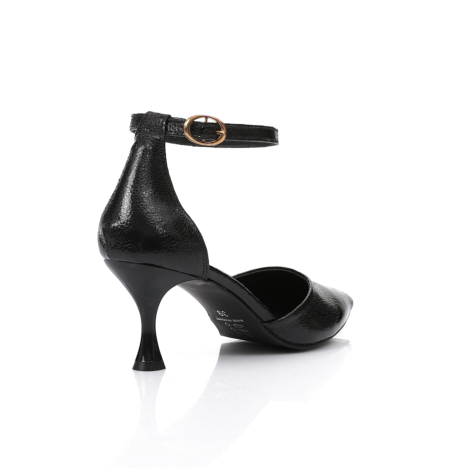 Elegant Black Women's Heeled Shoes with Pointed Toe and Stylish Block Heel