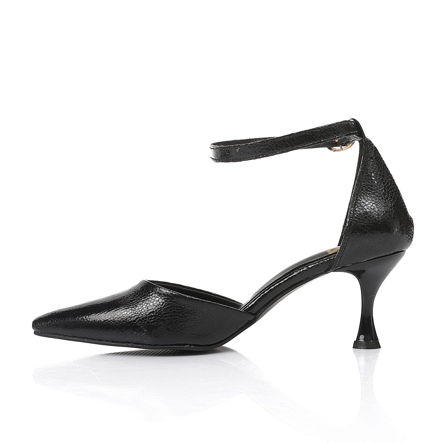 Elegant Black Women's Heeled Shoes with Pointed Toe and Stylish Block Heel