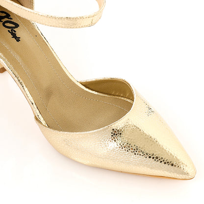 Elegant silver Women's Heeled Shoes with Pointed Toe and Stylish Block Heel