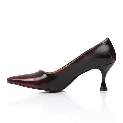 Women’s Patent Leather Brown Heels – Pointed Toe & Kitten Heel