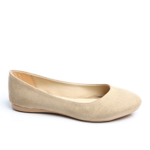 Beige Suede Ballet Flats