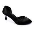 Black Kitten Heel Satin Shoes